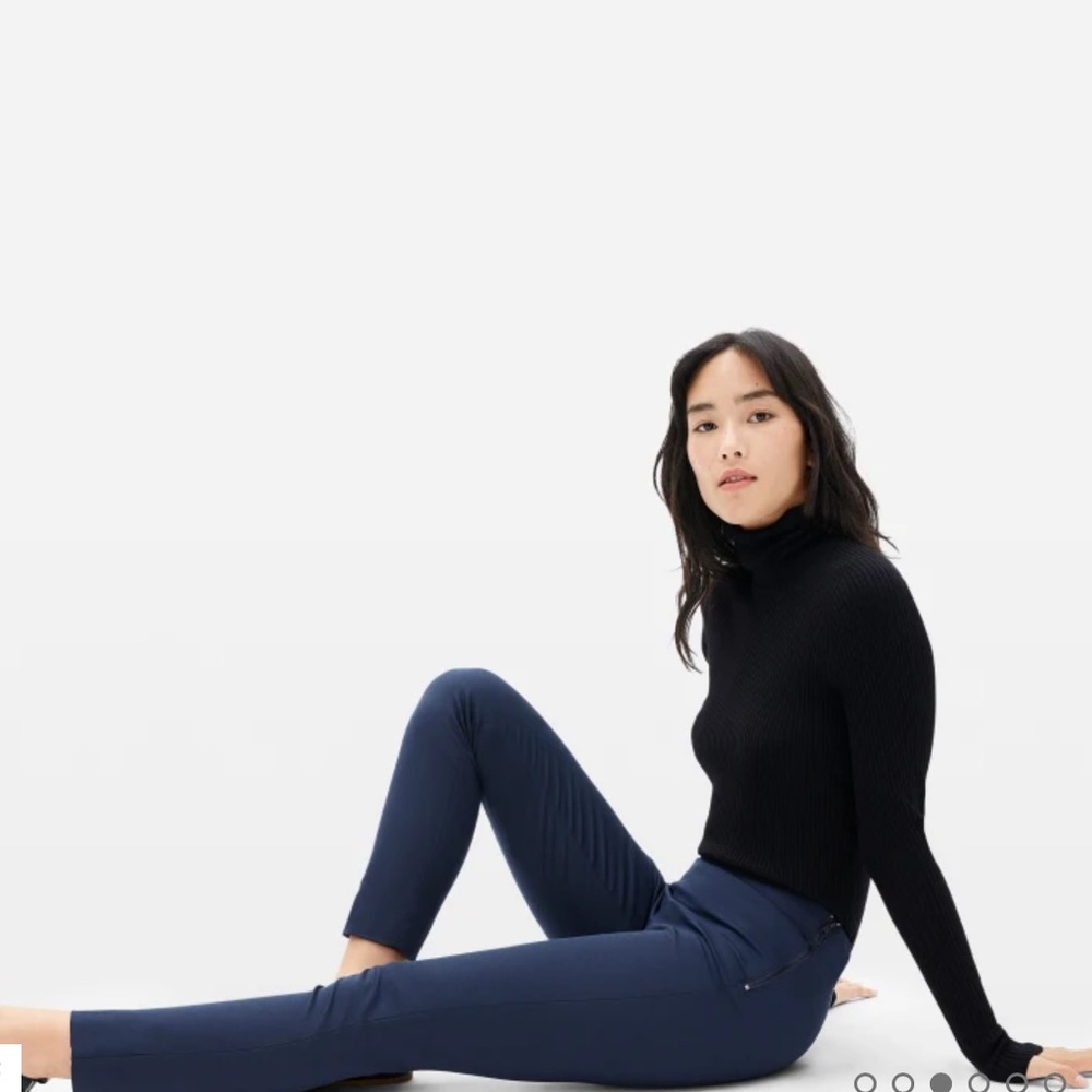 Everlane The Side-Zip Stretch Cotton Pant | Navy - Picture 4 of 11